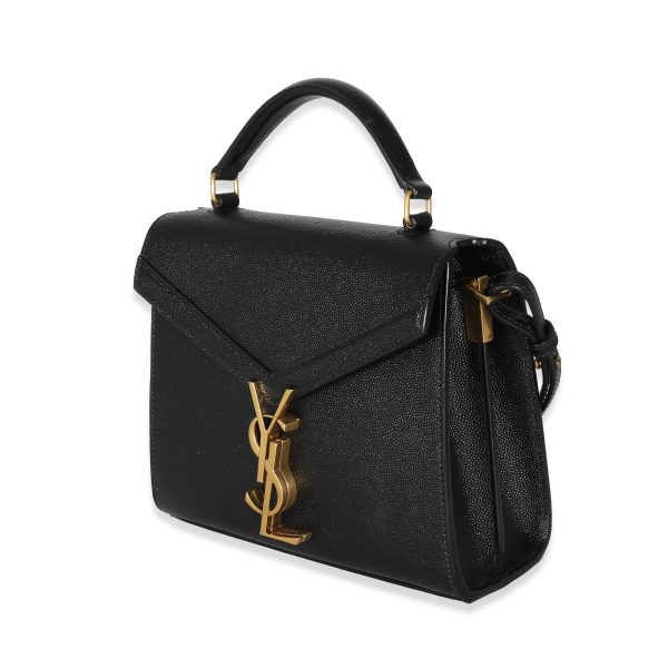 131309 sv Saint Laurent Black Grain De Poudre Mini Cassandra Top Handle Bag