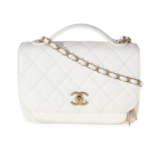 131312 fv Chanel White Caviar Medium Business Affinity Flap Bag