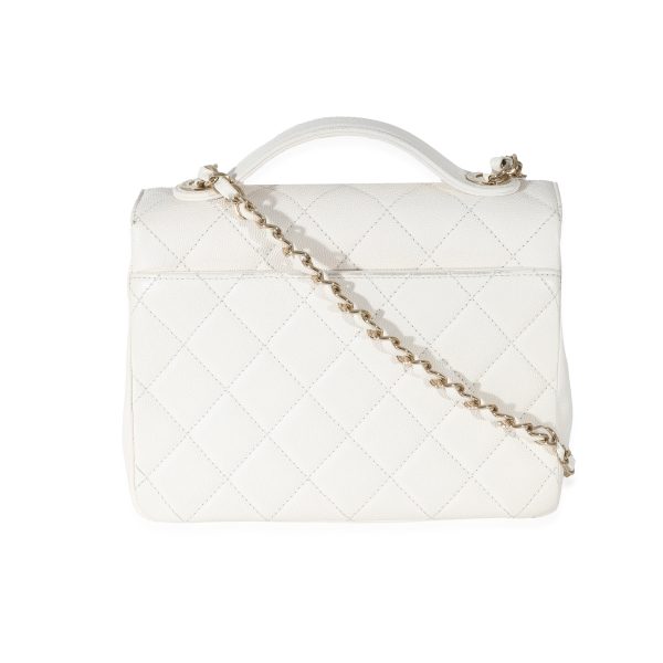 131312 pv Chanel White Caviar Medium Business Affinity Flap Bag