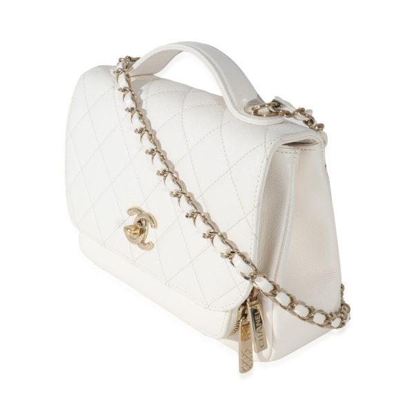 131312 sv Chanel White Caviar Medium Business Affinity Flap Bag