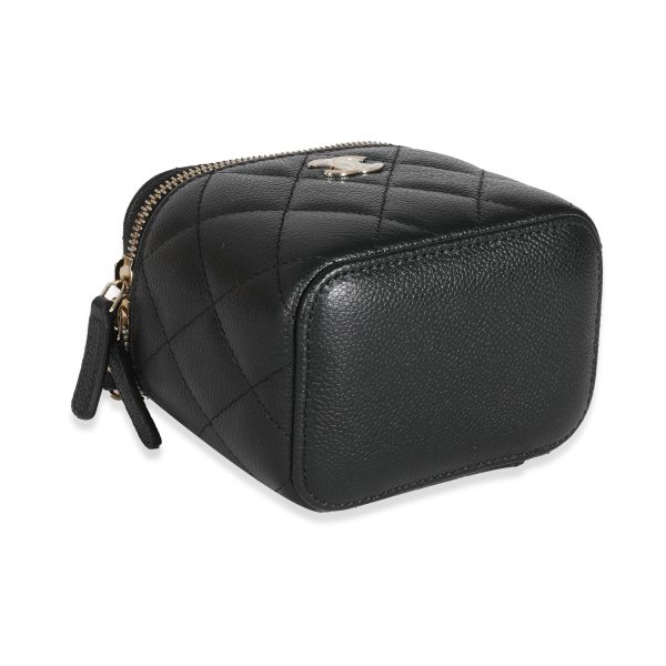 131320 clasp 08afb9a9 af3e 4768 8f63 ee031dd0f597 Chanel Black Quilted Caviar CC Link Mini Vanity Case