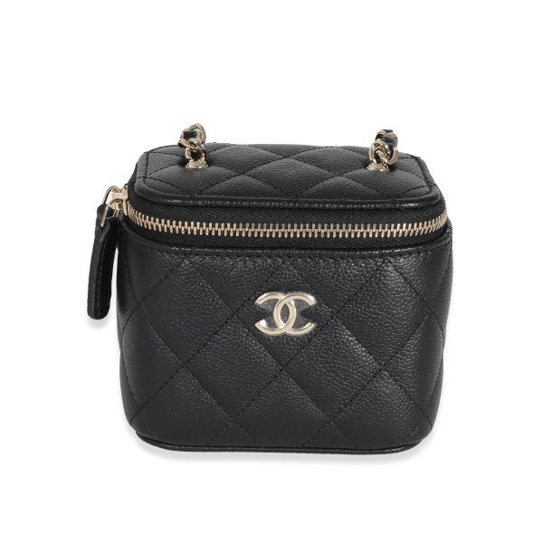 131320 fv 8be041d5 b9c2 40b2 a254 3d7b968b4f4f Chanel Black Quilted Caviar CC Link Mini Vanity Case