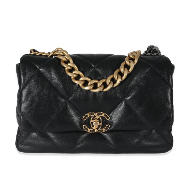 131321 fv Chanel Black Quilted Lambskin Large Chanel 19 Flap Bag