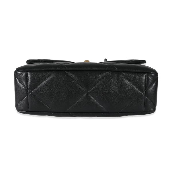 131321 stamp Chanel Black Quilted Lambskin Large Chanel 19 Flap Bag