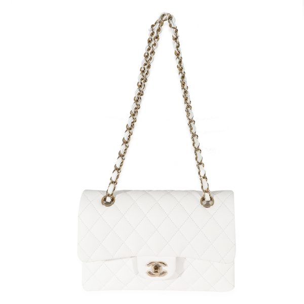 131333 bv Chanel 23C White Caviar Small Classic Double Flap Bag