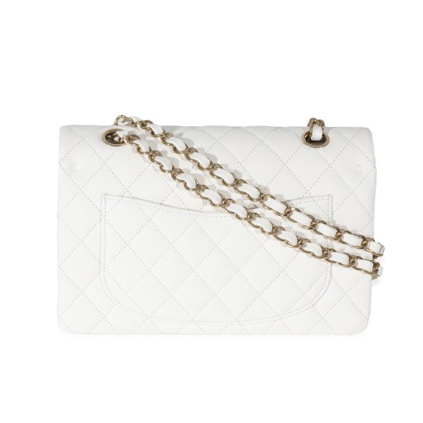 131333 pv Chanel 23C White Caviar Small Classic Double Flap Bag