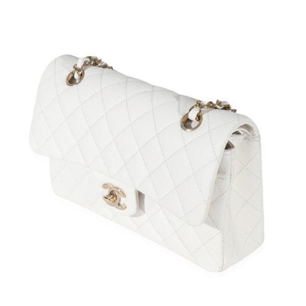 131333 sv Chanel 23C White Caviar Small Classic Double Flap Bag