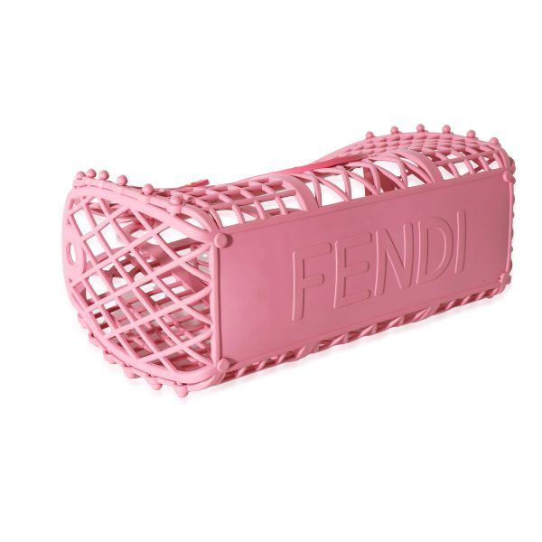 131342 clasp Fendi Pink Rosa Matte Recycled Plastic Small Vitello Liberty Basket