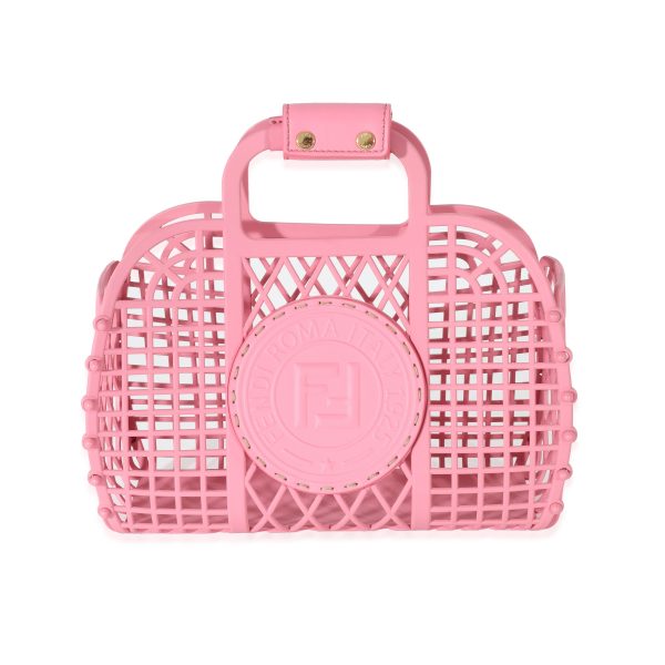 131342 fv Fendi Pink Rosa Matte Recycled Plastic Small Vitello Liberty Basket