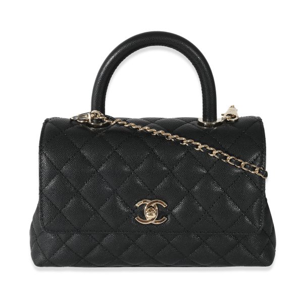 131362 fv Chanel Black Caviar Quilted Small Coco Top Handle Flap Bag