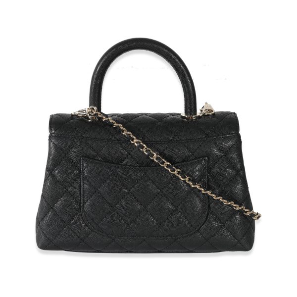 131362 pv Chanel Black Caviar Quilted Small Coco Top Handle Flap Bag