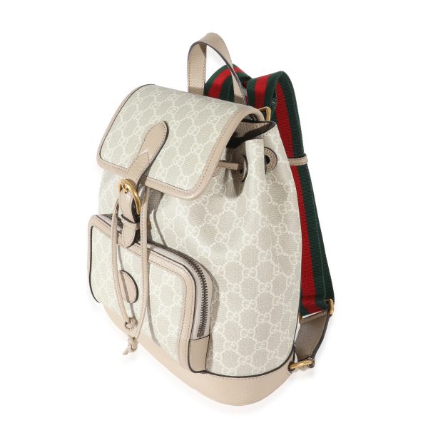 131389 sv 6623cd04 ccdb 45d9 98aa 9ebe54bcebc8 Gucci Beige White GG Supreme Canvas Interlocking G Backpack