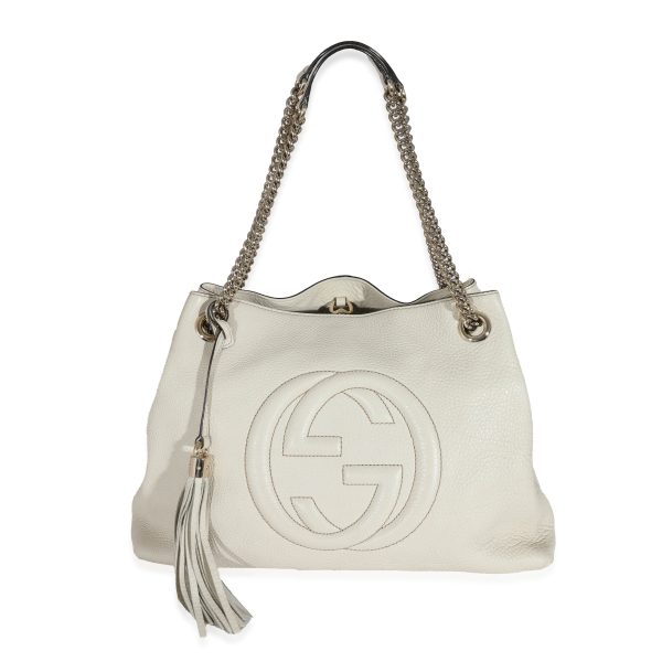 131396 fv ce4dc519 1f44 42d7 9000 9b644db50035 Gucci Cream Pebbled Calfskin Medium Soho Chain Tote