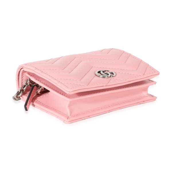 131405 box 41e65849 c989 45dc 9974 55d5295b7e1c Gucci Pink Matelasse GG Marmont Card Case On Chain