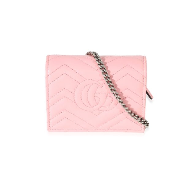 131405 pv 7e5f90f4 80e4 4771 bebc a3a6f6f0cb27 Gucci Pink Matelasse GG Marmont Card Case On Chain