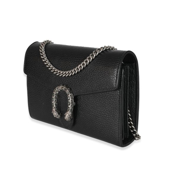 131414 sv 76562405 b0b4 48ad 8744 501ddf368a05 Gucci Black Grained Leather Dionysus Mini Chain Bag