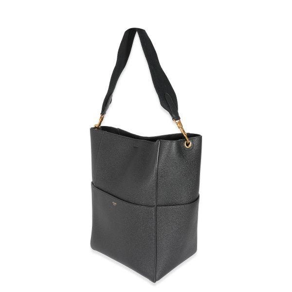 131448 sv Celine Black Calfskin Medium Seau Sangle Bucket Bag Medium