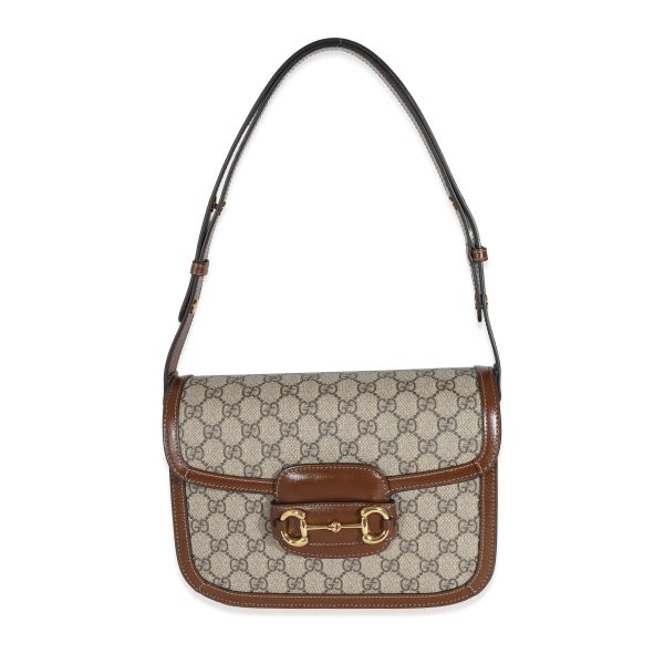 131449 av 507f1475 30a7 4b51 9e7d 1abcdde513b8 Gucci GG Supreme Brown Leather 1955 Horsebit Shoulder Bag