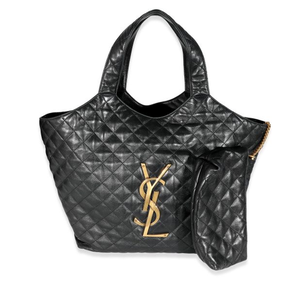 131450 fv 6a313710 7866 4849 9e26 9bf62cd62fcb Saint Laurent Black Quilted Lambskin ICare Maxi Shopping Bag