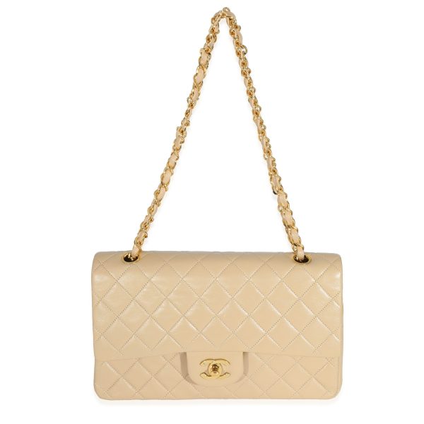 131451 av 2cf5b023 7c9c 42b8 8d83 90d6dc9497b1 Chanel Vintage Beige Quilted Lambskin Classic Medium Double Flap