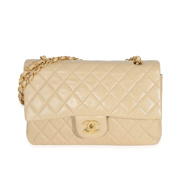 131451 fv e5f175f9 f9e7 4c3b ab45 2aa2acc931f0 Chanel Vintage Beige Quilted Lambskin Classic Medium Double Flap