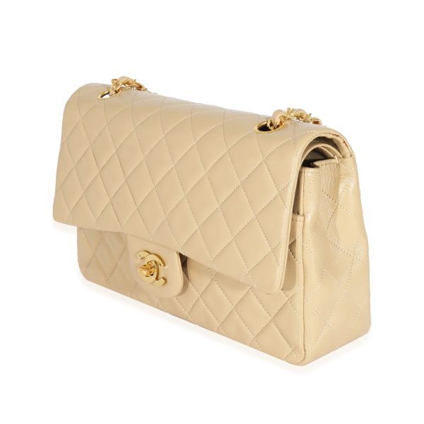 131451 sv a1fd0cec 739b 426c a459 ca9c17d8c069 Chanel Vintage Beige Quilted Lambskin Classic Medium Double Flap