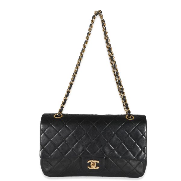 131452 av Chanel Vintage Black Quilted Lambskin Classic Medium Double Flap