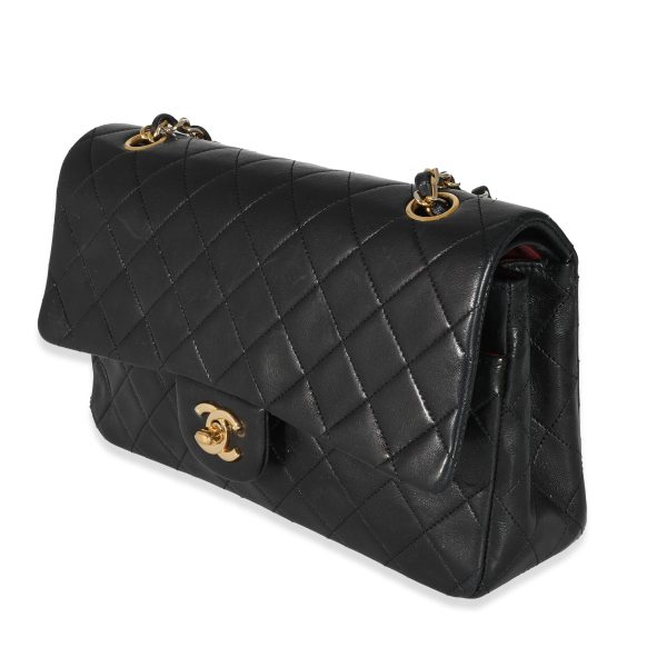 131452 sv Chanel Vintage Black Quilted Lambskin Classic Medium Double Flap