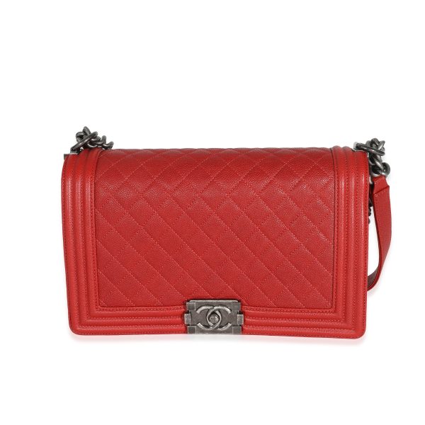 131486 fv Chanel 16A Red Quilted Caviar New Medium Boy Bag