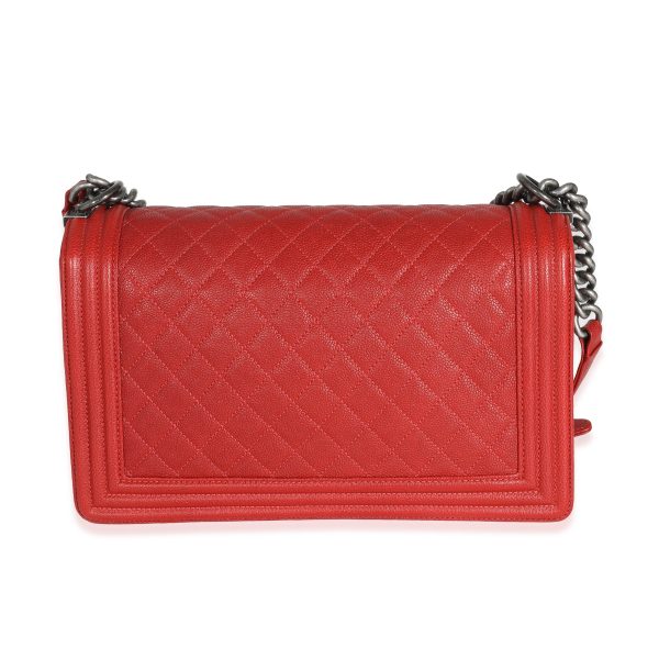 131486 pv Chanel 16A Red Quilted Caviar New Medium Boy Bag