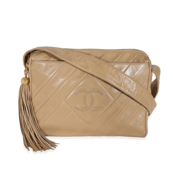 131511 fv Chanel Vintage Lambskin Diagonal Stich CC Tassel Camera