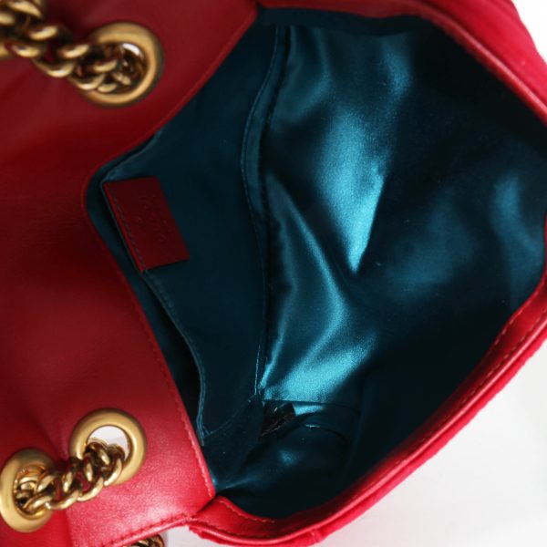 131513 ad2 1b9ace9e d27d 4015 935f 8ac7d9f5041a Gucci Red Velvet Matelassé Mini Marmont Shoulder Bag Mini