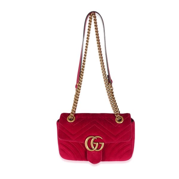 131513 av 47d08171 1dd2 47de 807c df81eec8e31d Gucci Red Velvet Matelassé Mini Marmont Shoulder Bag Mini