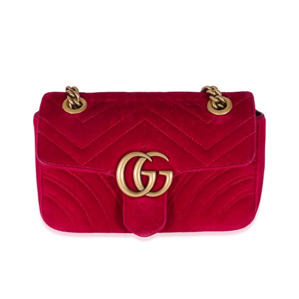 131513 fv e048e1b5 0458 405d addf bf321264d68b Gucci Red Velvet Matelassé Mini Marmont Shoulder Bag Mini