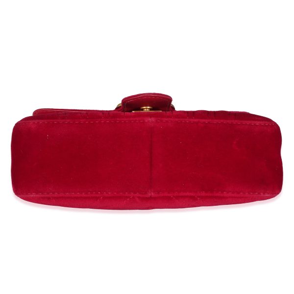 131513 stamp 05b71208 eaa9 4193 96c0 7674572bb2cd Gucci Red Velvet Matelassé Mini Marmont Shoulder Bag Mini