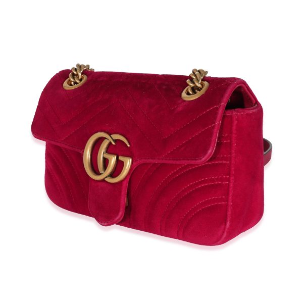 131513 sv ecc62000 7f01 4b18 894c a70a6ae430c8 Gucci Red Velvet Matelassé Mini Marmont Shoulder Bag Mini