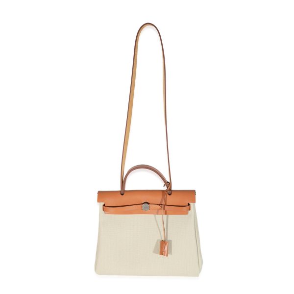 131520 av a9d46c01 290f 4d6a a25d ee783b1786cb Hermès Beton Toile Militaire Natural Sable Zip Retourne Herbag 31 PHW