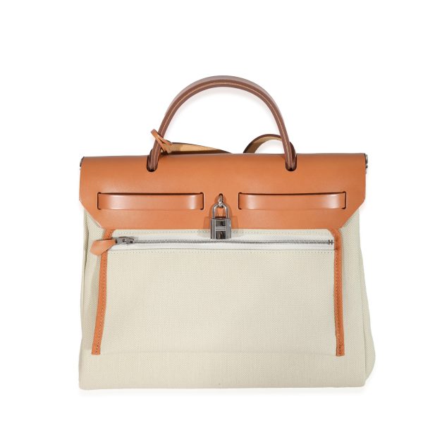 131520 pv f6f0e2c4 80ab 4a41 a88b 02a145d751ae Hermès Beton Toile Militaire Natural Sable Zip Retourne Herbag 31 PHW