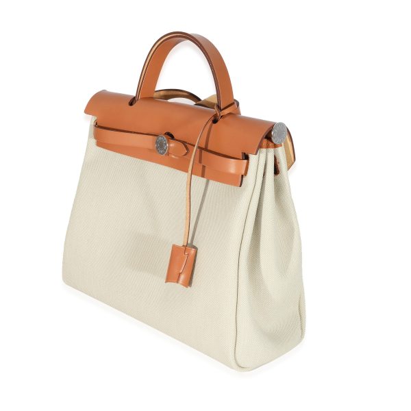 131520 sv 7f1486c7 af9c 4ac9 9d28 4b64aeb440df Hermès Beton Toile Militaire Natural Sable Zip Retourne Herbag 31 PHW