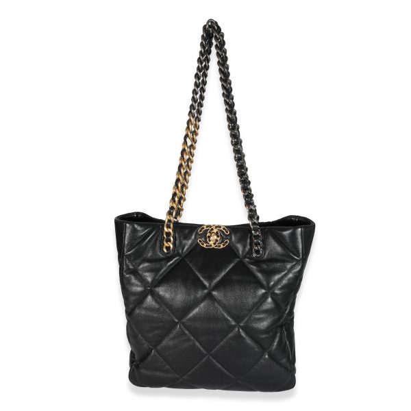 131562 bv Chanel Black Lambskin Quilted Chanel 19 Shopping Bag