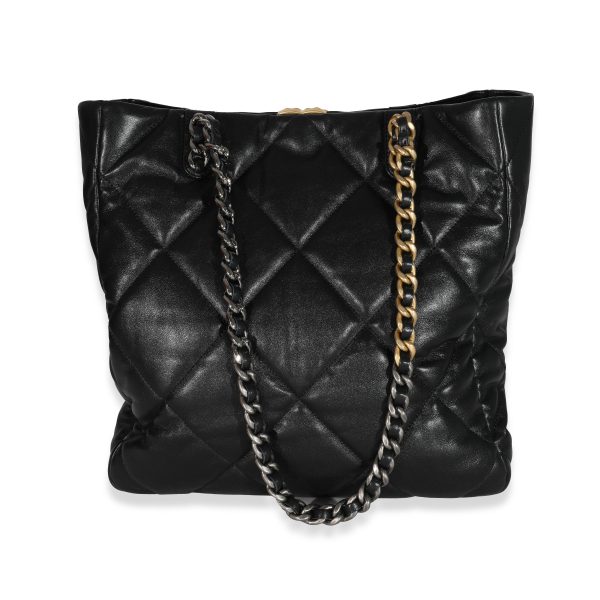 131562 pv Chanel Black Lambskin Quilted Chanel 19 Shopping Bag