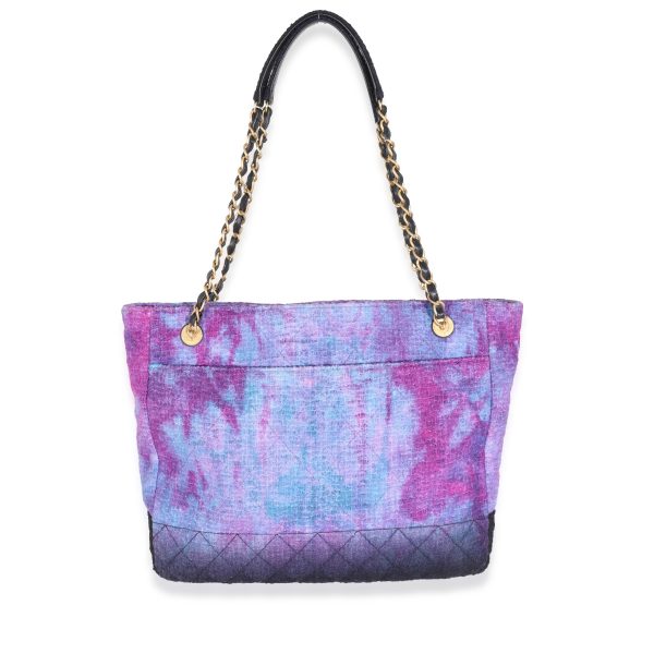 131582 pv Chanel Purple Wool Tweed CC Shopping Tote