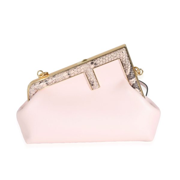 131604 fv Fendi Pink Nappa Python Leather Small First Pouch