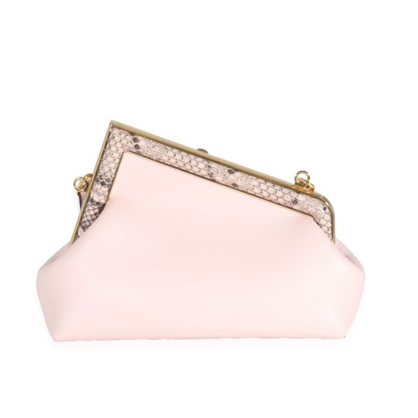 131604 pv Fendi Pink Nappa Python Leather Small First Pouch