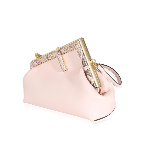 131604 sv Fendi Pink Nappa Python Leather Small First Pouch