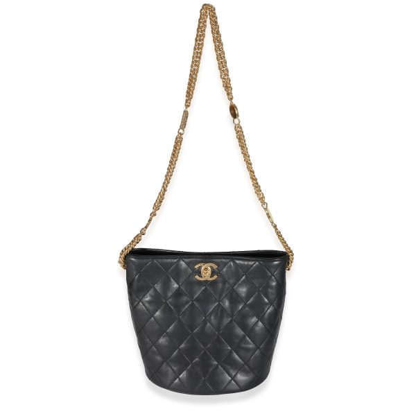 131628 bv 91fc349d cfca 4a27 bb84 6d214a3c3187 Chanel Black Calfskin CC Enamel Bucket Bag