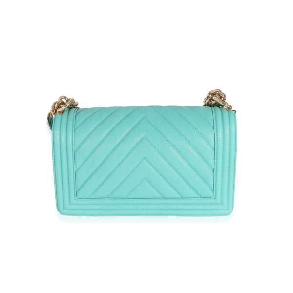 131629 pv 8226993b a463 4248 a6c2 fce90b9b7636 Chanel 19S Teal Chevron Caviar Medium Boy Bag