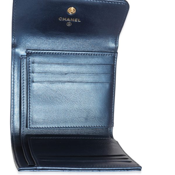 131651 bv Chanel Navy Metallic Lambskin Boy Wallet