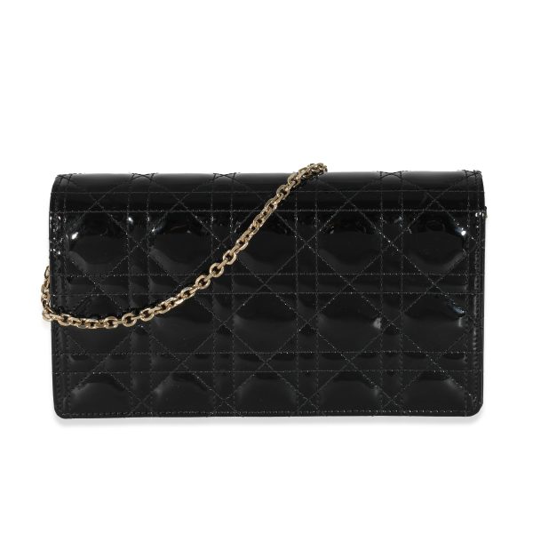 131652 fv Christian Dior Black Cannage Patent Lady Pouch