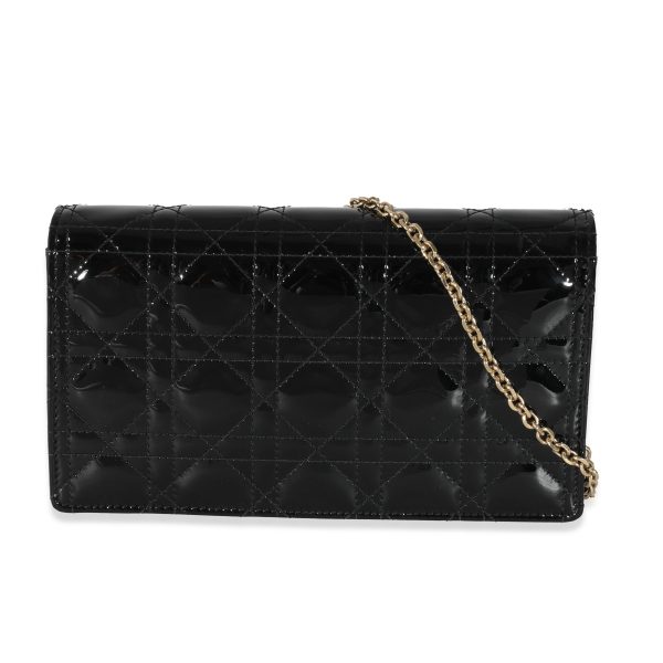 131652 pv Christian Dior Black Cannage Patent Lady Pouch